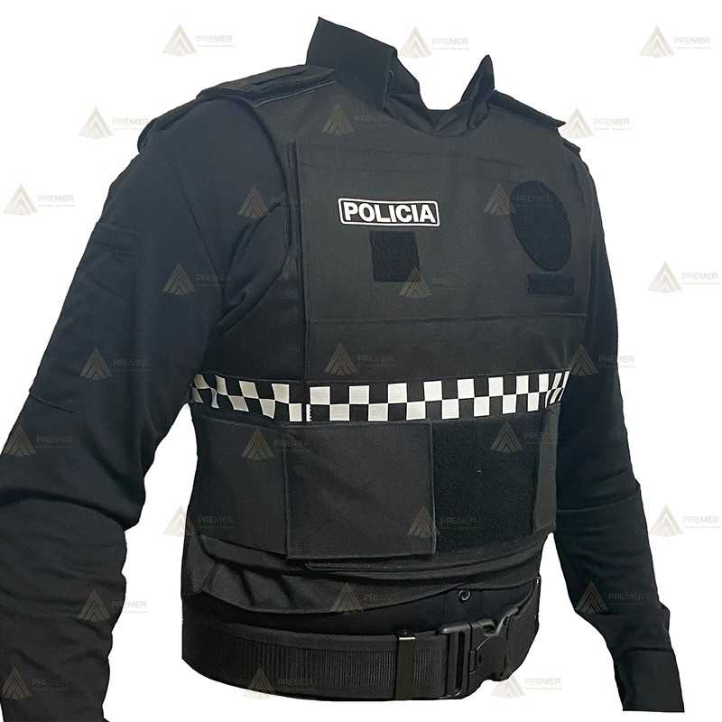 Funda exterior con damero para chalecos antibala de la Policía Loca