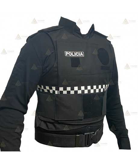 Funda exterior con damero para chalecos antibala de la Policía Loca