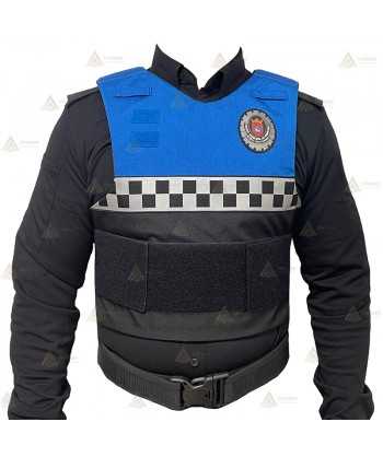 Funda exterior bicolor y damero reflectante para chalecos antibala de la Policía Local