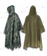 Poncho impermeable kaki y camuflaje