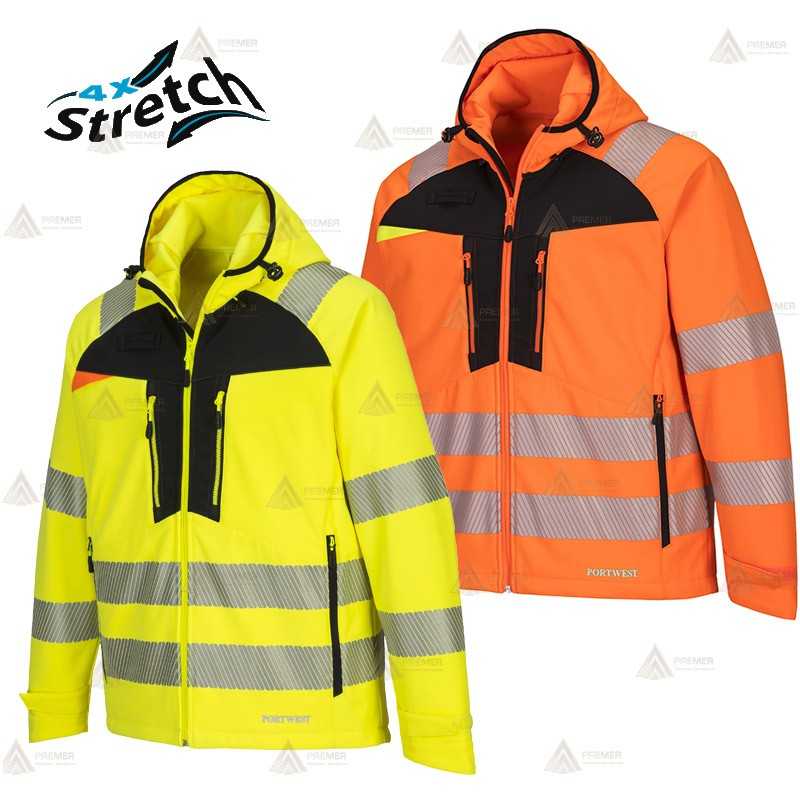 Chaqueta softshell de alta visibilidad con cintas segmentadas