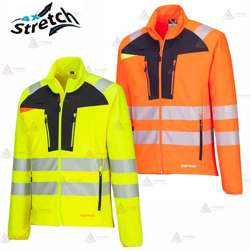 Camiseta con cremallera de alta visibilidad con cintas segmentadas
