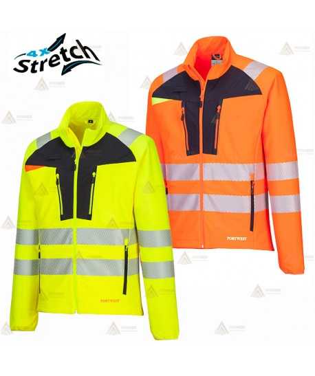 Camiseta con cremallera de alta visibilidad con cintas segmentadas