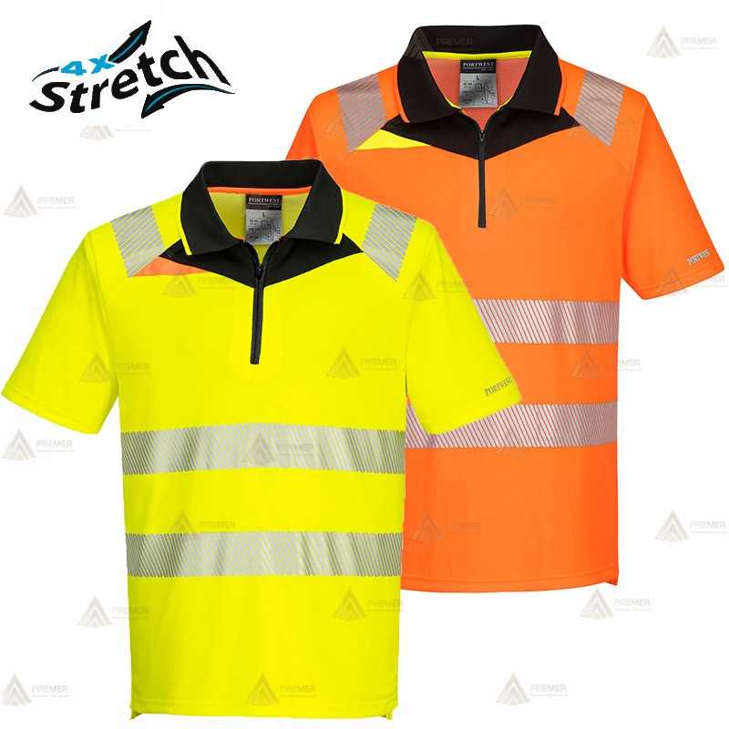 Polo de manga corta de alta visibilidad con cintas segmentadas