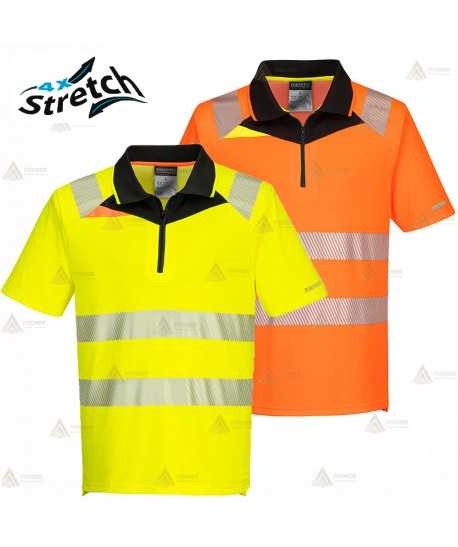 Polo de manga corta de alta visibilidad con cintas segmentadas