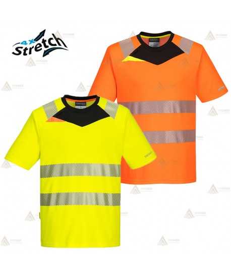 Camiseta de manga corta de alta visibilidad con cintas segmentadas