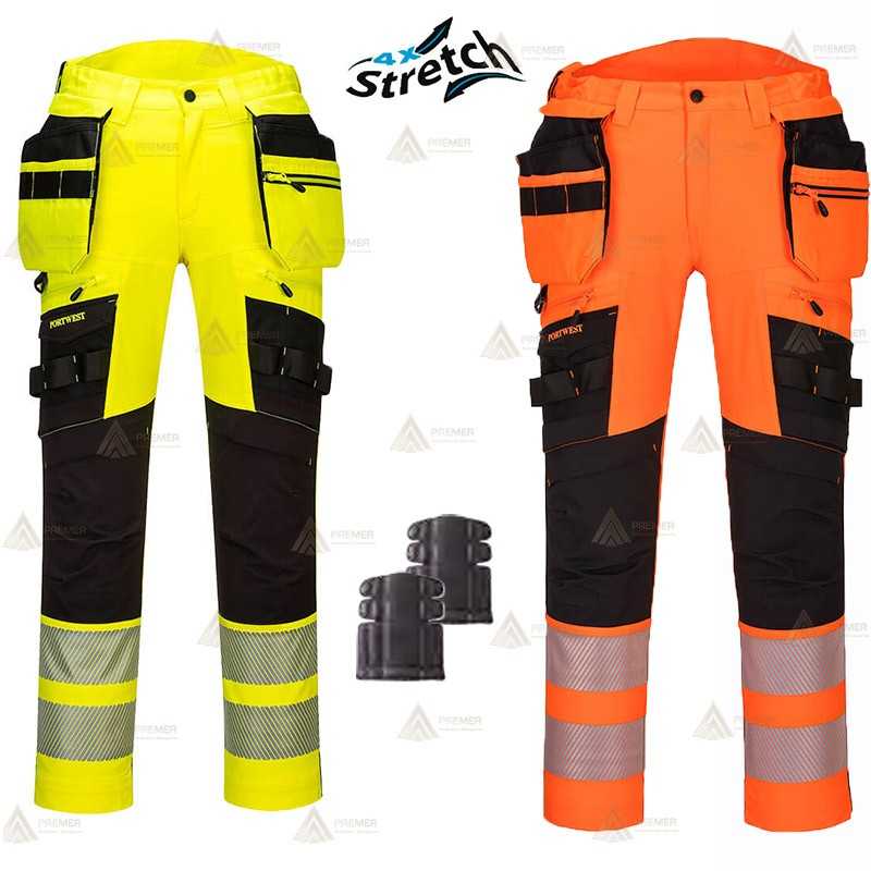 Pantalón con refuerzos de alta visibilidad con cintas segmentadas para rescate