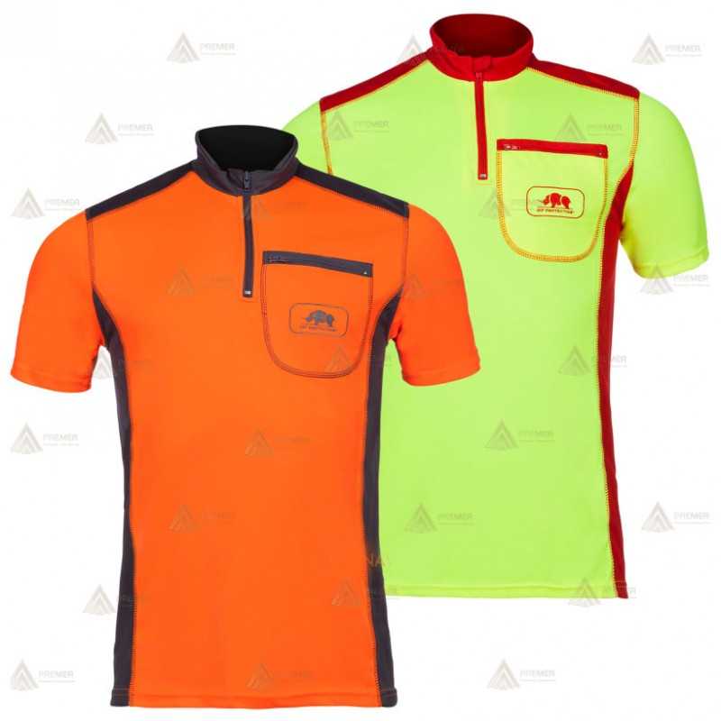 Camiseta de manga corta de media cremallera con bolsillo para montaña y rescate