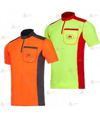 Camiseta de manga corta de media cremallera con bolsillo para montaña y rescate