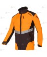 Chaqueta naranja de alta visibilidad con refuerzos y cintas reflectantes segmentadas para rescate