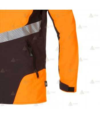 Chaqueta naranja de alta visibilidad con refuerzos y cintas reflectantes segmentadas para rescate