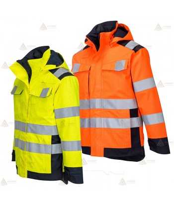 Parka ligera impermeable y desmontable, multinorma de fibra modacrílica
