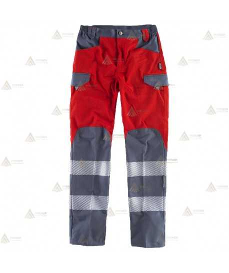 Pantalón en color rojo/gris con cintas segmentadas para rescate