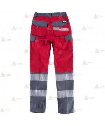 Pantalón en color rojo/gris con cintas segmentadas para rescate