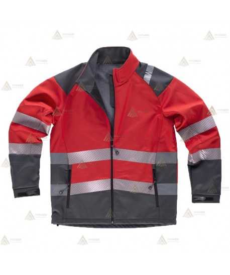 Softshell en color rojo/gris con cintas segmentadas para rescate