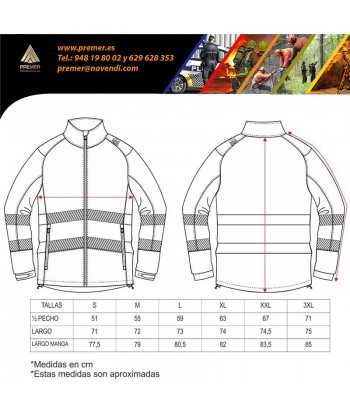 Softshell en color rojo/gris con cintas segmentadas para rescate