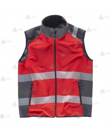 Chaleco softshell en color rojo/gris con cintas segmentadas para rescate
