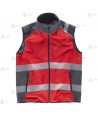 Chaleco softshell en color rojo/gris con cintas segmentadas para rescate