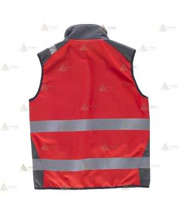 Chaleco softshell en color rojo/gris con cintas segmentadas para rescate