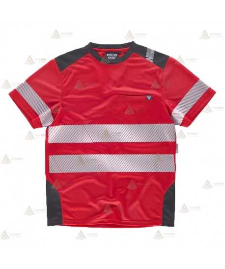 Camiseta transpirable en color rojo/gris con cintas segmentadas para rescate