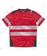 Camiseta transpirable en color rojo/gris con cintas segmentadas para rescate