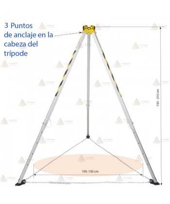 Trípode de rescate para 3 personas simultáneamente