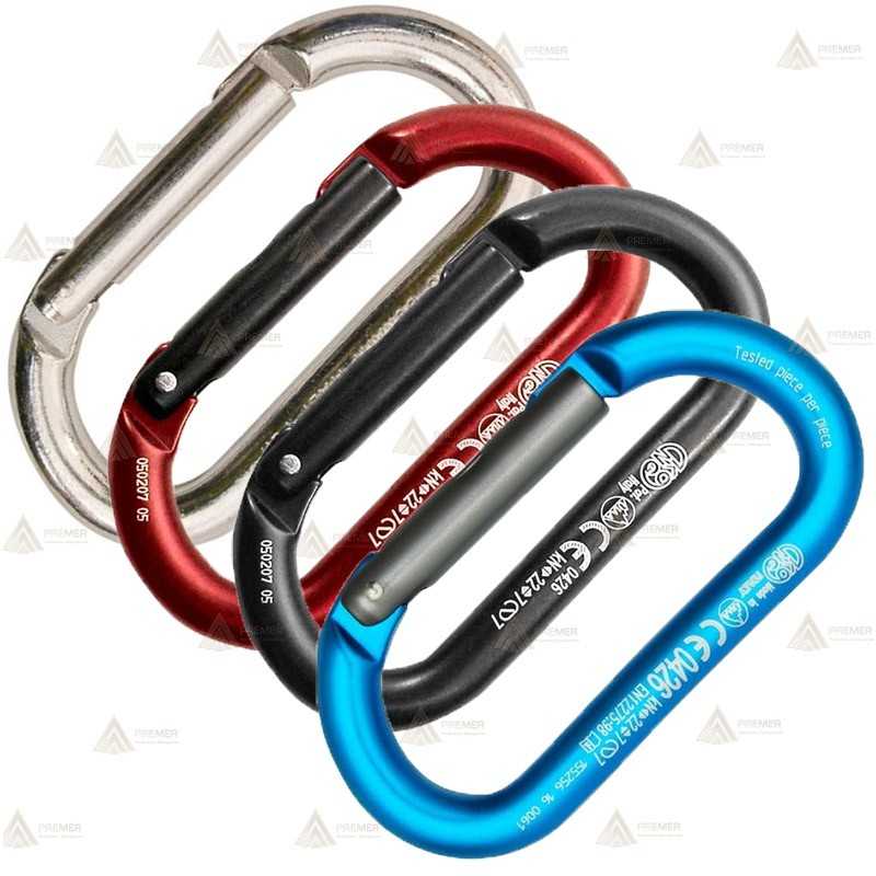 Mosquetón ovalado de aluminio de gatillo recto  (22 kN y 16 Ø)