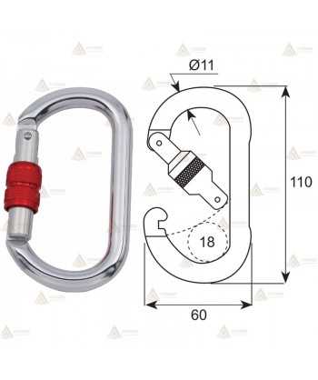 Mosquetón económico de acero Screw Lock (22 kN)