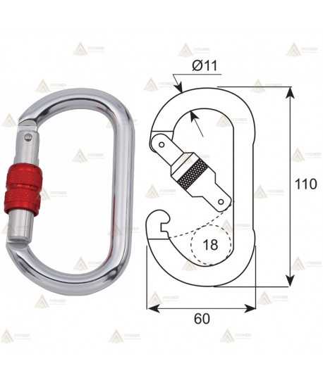 Mosquetón económico de acero Screw Lock (22 kN)