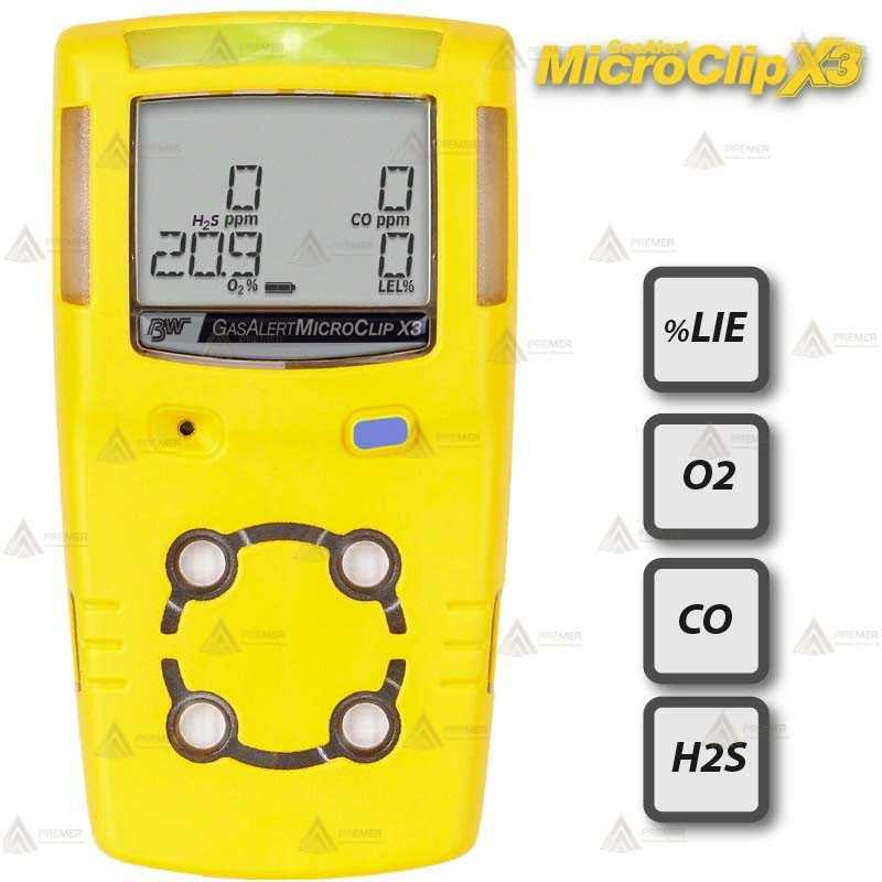 Detector multigás MicroClip X3 de Honeywell para CO, O2, H2S y Gases LEL