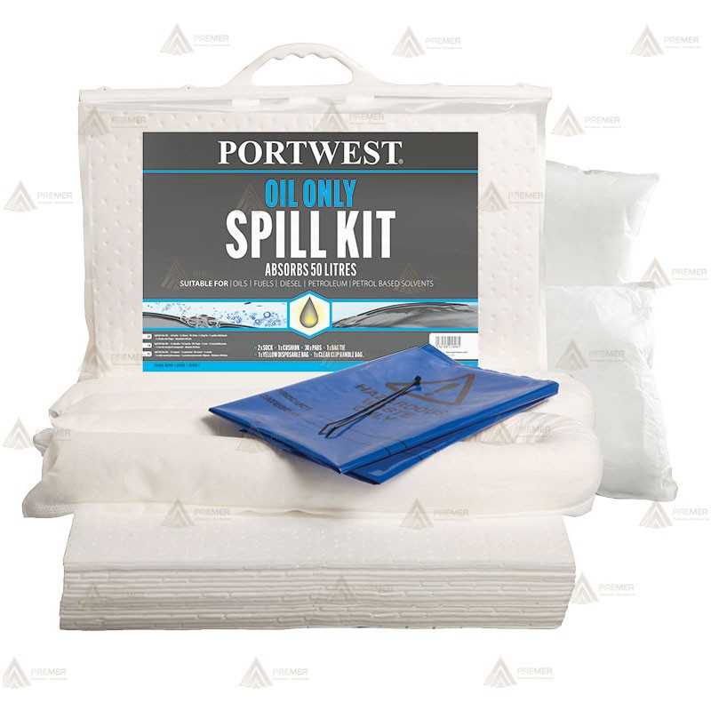 Kit hidrofóbico para la absorción de aceites y combustibles (50 lit)