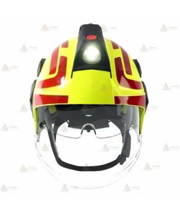 Casco con linterna integrada para bomberos estructurales, rescate y forestales. Certificado MED