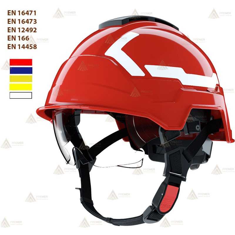 Casco homologado para rescate de montaña y forestal color rojo