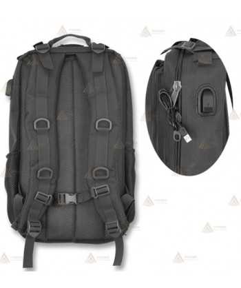Mochila táctica Negra conector Usb (38 litros)