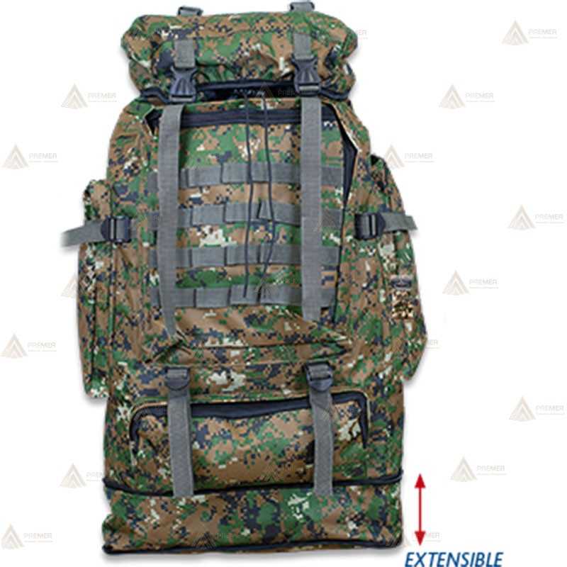 Mochila táctica extensible Pixel con sistema Molle (60 litros)