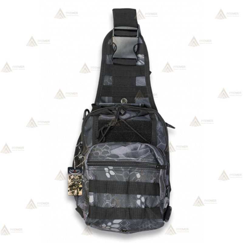 Bandolera táctica Black Black Phyton con sistema Molle (4 litros)