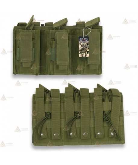 Funda táctica Verde para cargador triple con sistema Molle
