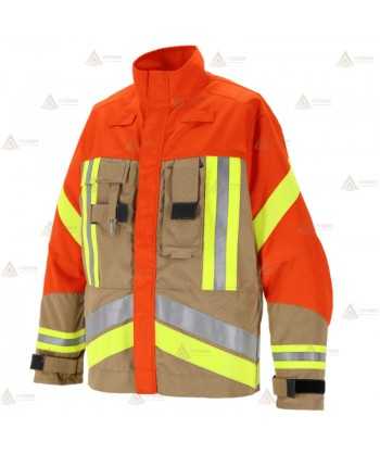Chaqueta de intervención ligera para Bomberos Forestales color dorado y naranja flúor