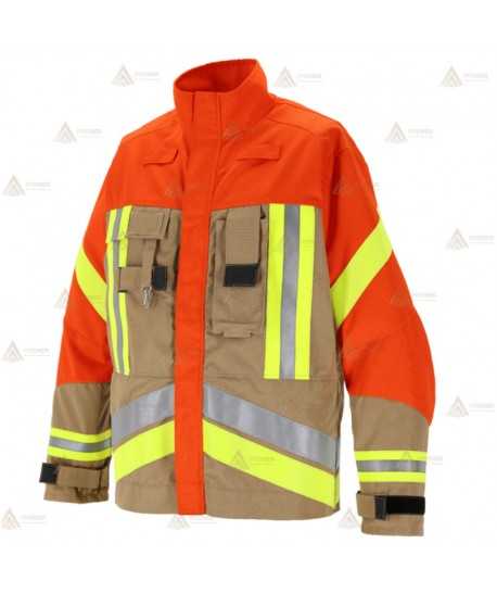 Chaqueta de intervención ligera para Bomberos Forestales color dorado y naranja flúor