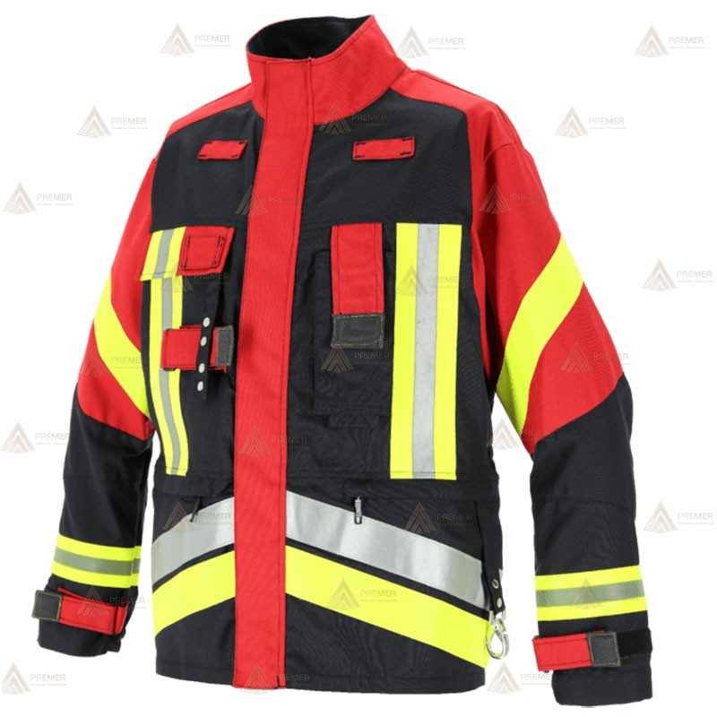 Chaqueta de intervención ligera para Bomberos Forestales color azul marino y rojo