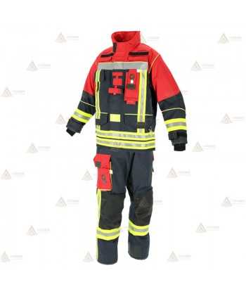 Cubrepantalón ligero de intervención y rescate para Bomberos color marino y  rojo
