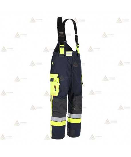 Cubrepantalón ligero de intervención y rescate para Bomberos color marino y amarillo flúor
