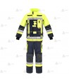 Cubrepantalón ligero de intervención y rescate para Bomberos color marino y amarillo flúor