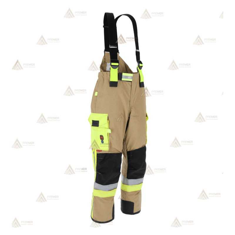 Cubrepantalón ligero de intervención y rescate para Bomberos color dorado y amarillo flúor