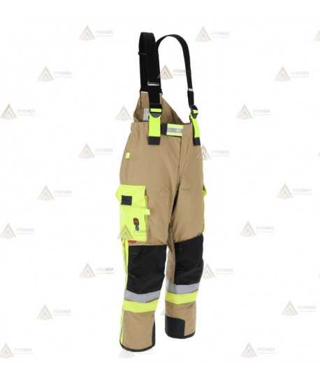 Cubrepantalón ligero de intervención y rescate para Bomberos color dorado y amarillo flúor