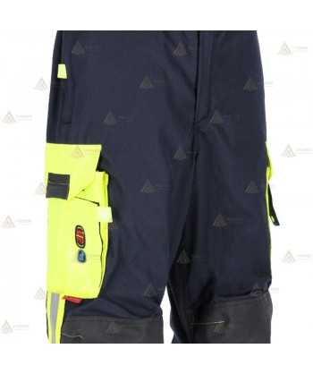 Cubrepantalón ligero de intervención y rescate para Bomberos color marino y amarillo flúor
