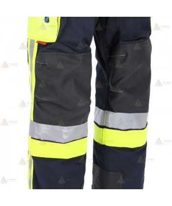 Cubrepantalón ligero de intervención y rescate para Bomberos color marino y amarillo flúor