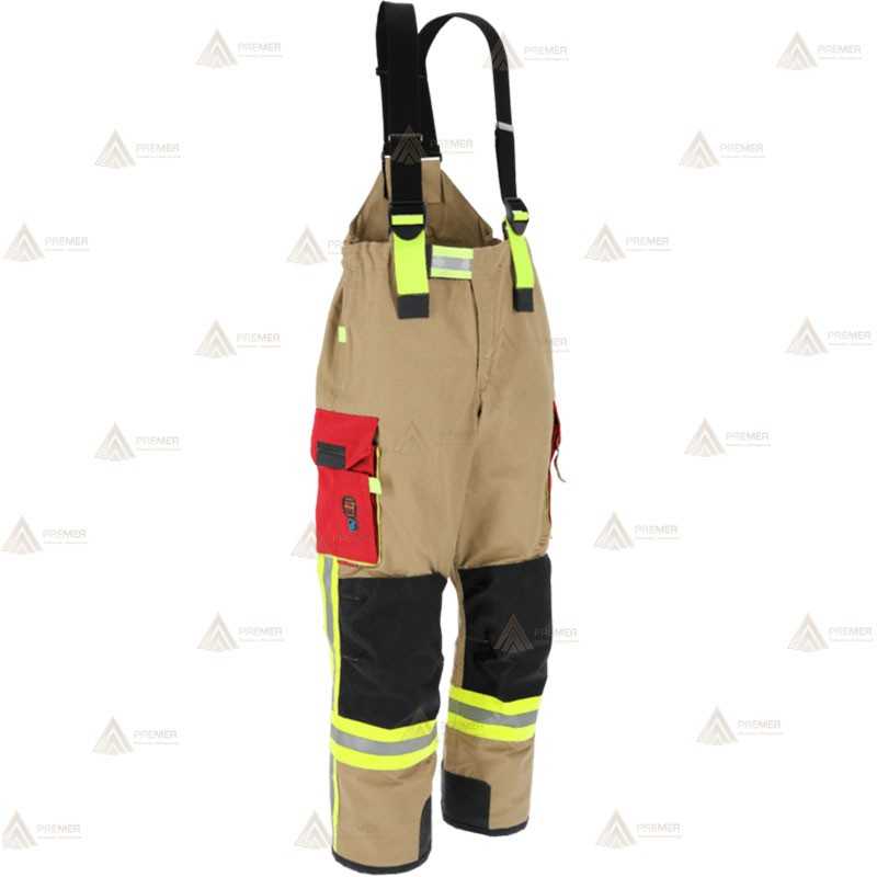 Cubrepantalón ligero de intervención y rescate para Bomberos color dorado y rojo