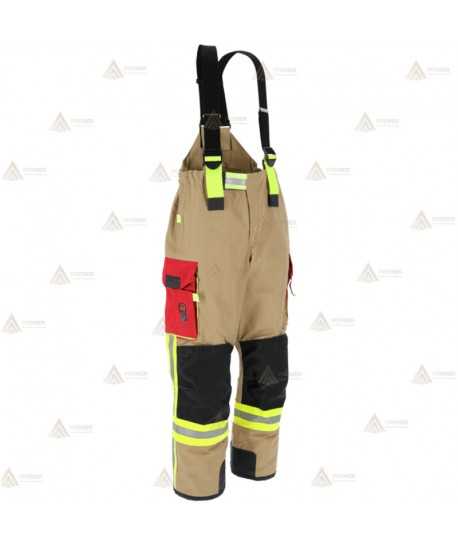 Cubrepantalón ligero de intervención y rescate para Bomberos color dorado y rojo