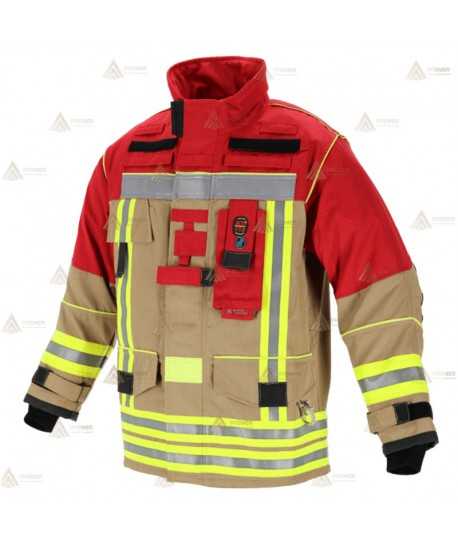Chaquetón ligero de intervención y rescate para Bomberos color dorado y rojo